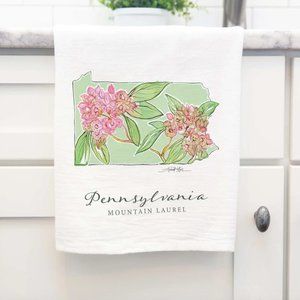 Amanda Klein Co. Pennsylvania Mountain Laurel Flour Sack Cotton Towel NWT